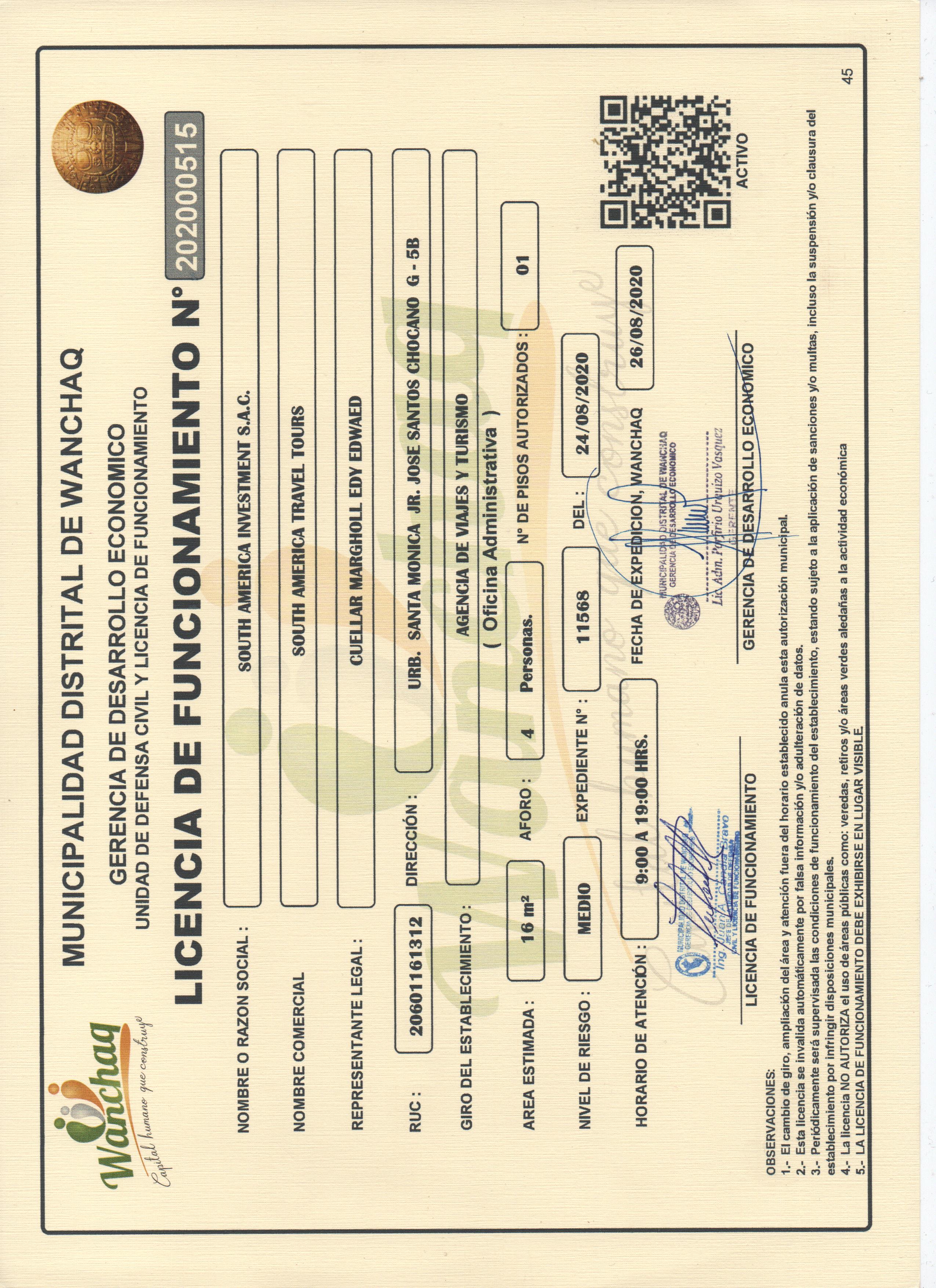 Licencia de Funcionamiento